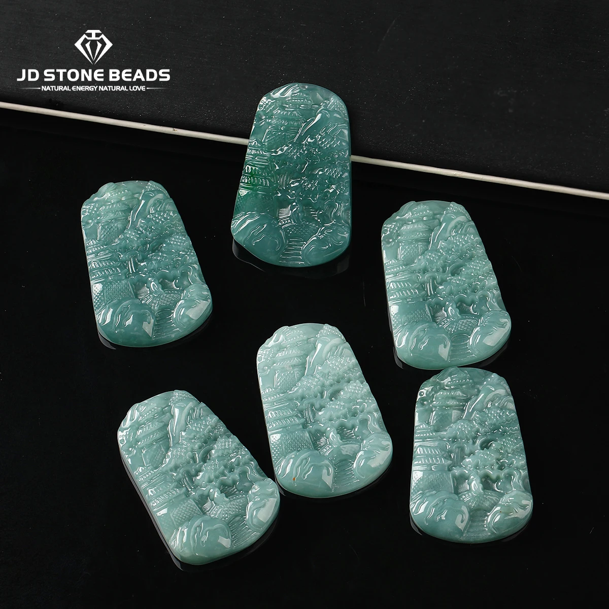 

1 Pc Natural Stone Guatemala Jadeite Carved Temple Buddha Plaque Pendant With Hole for Jewelry Making DIY Necklace Accessory