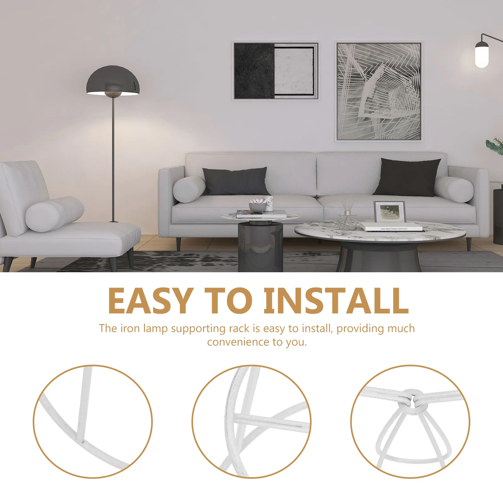 

2Pcs Lampshade Frame White Ceiling Bracket for DIY Modern Retro Lamps Table Floor Pendant Adjustable Iron Easy Install Lighting