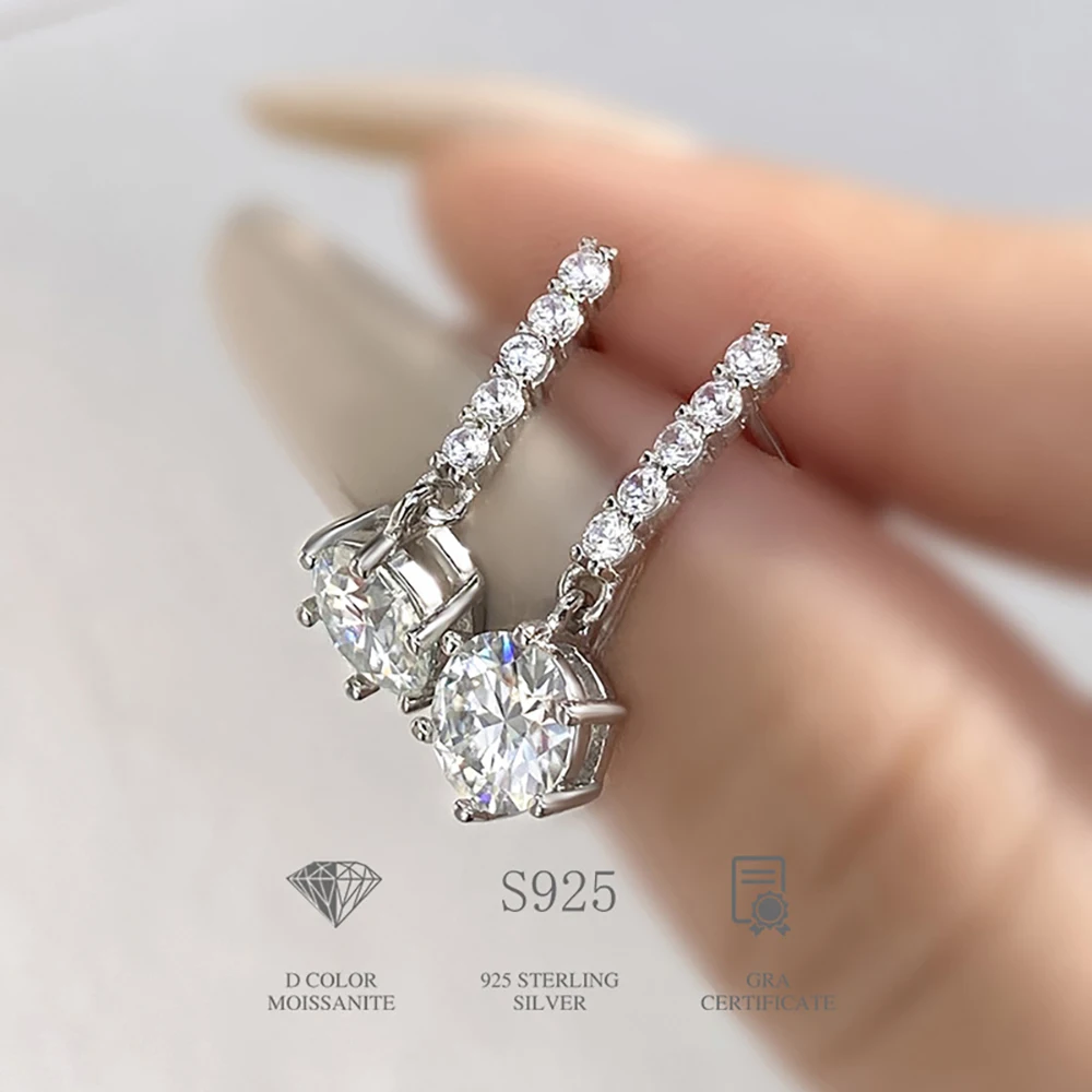 1 ctx2 Moissan ite Tropfen Ohrringe für Charm Lady Silber Schmuck mit königsblauer Farbe Goldgelb Farbe Femald Dating Geschenk – Detail 13