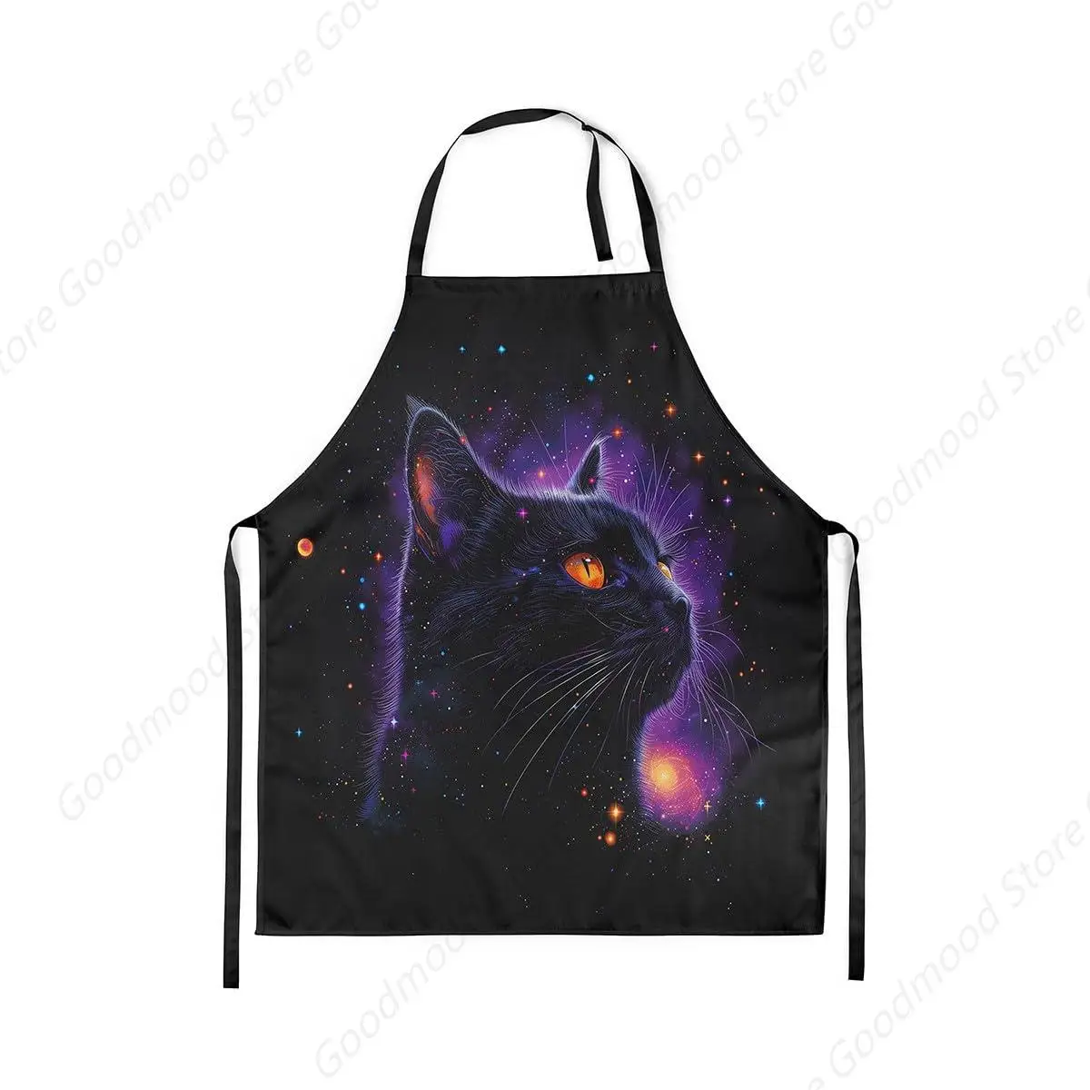 

Cool Cat Kitchen Apron with an Adjustable Neck Purple Moon Starry Galaxy Apron Lovely Cat Animal Waterproof Apron