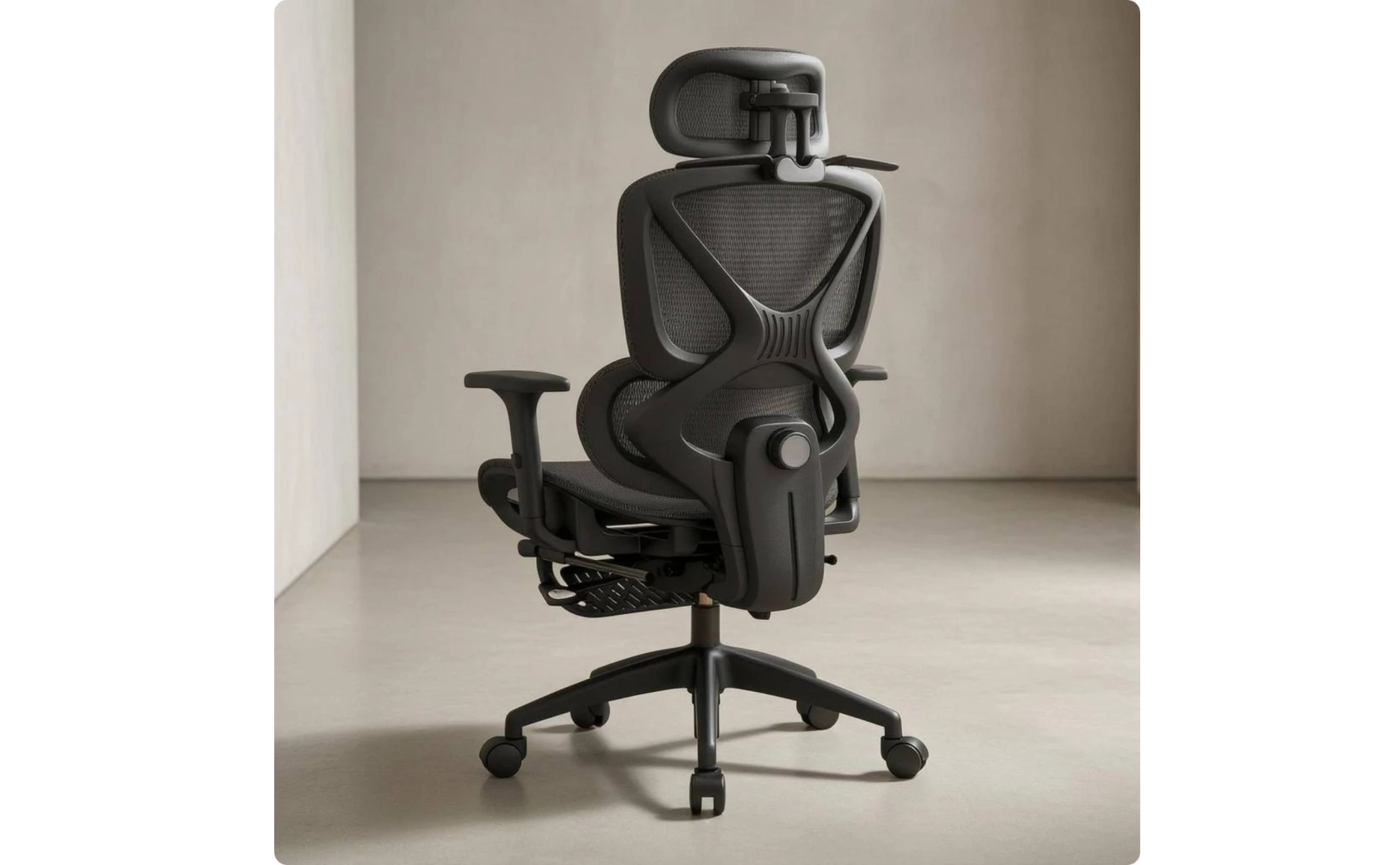 High Back Swivel Chair with Breathable Mesh Padded Armrests Adjustable Headrest Lumbar Support for Modern Work Station
