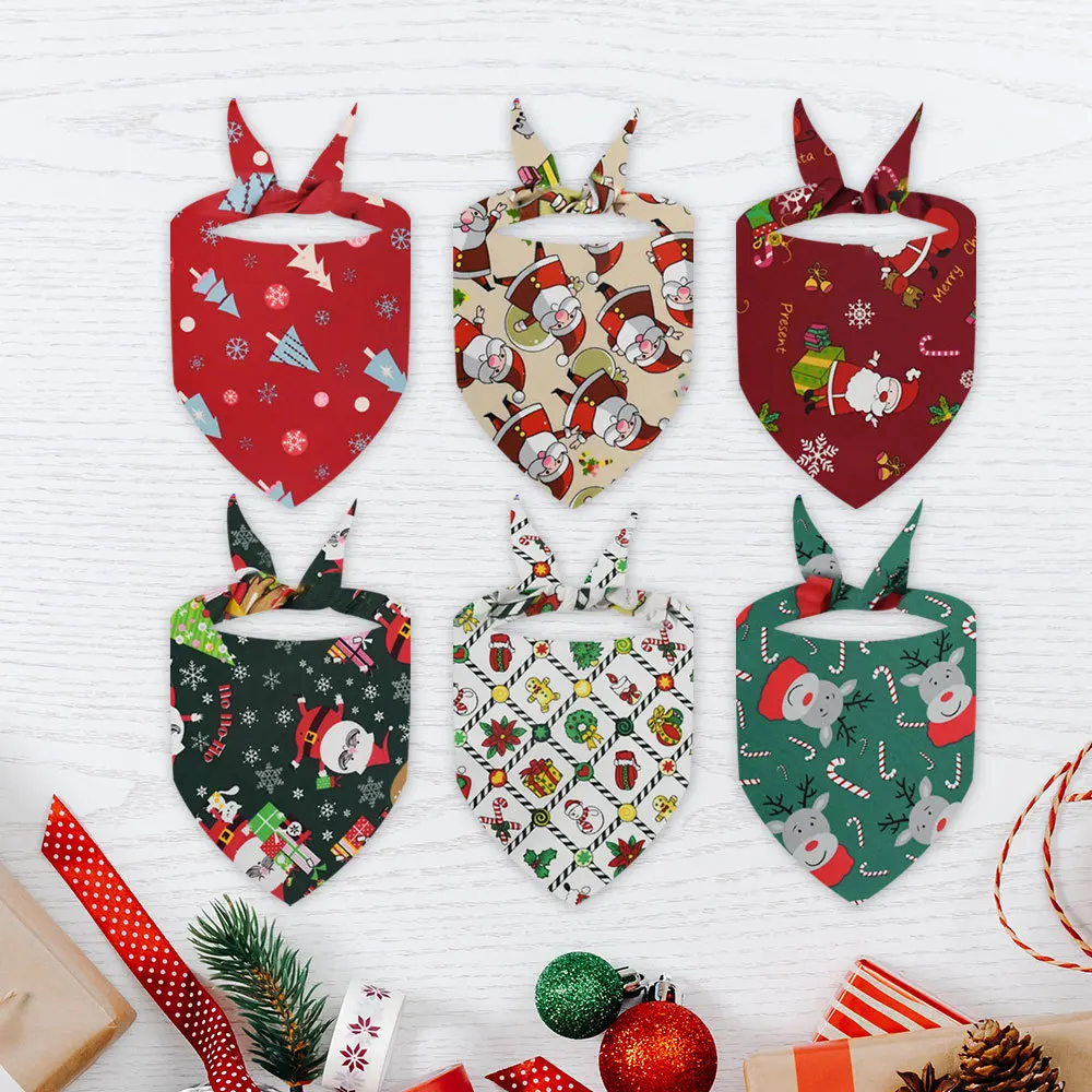 New Christmas pet saliva napkin, polyester cat and dog universal scarf, holiday dress triangle scarf wholesale 20pcs