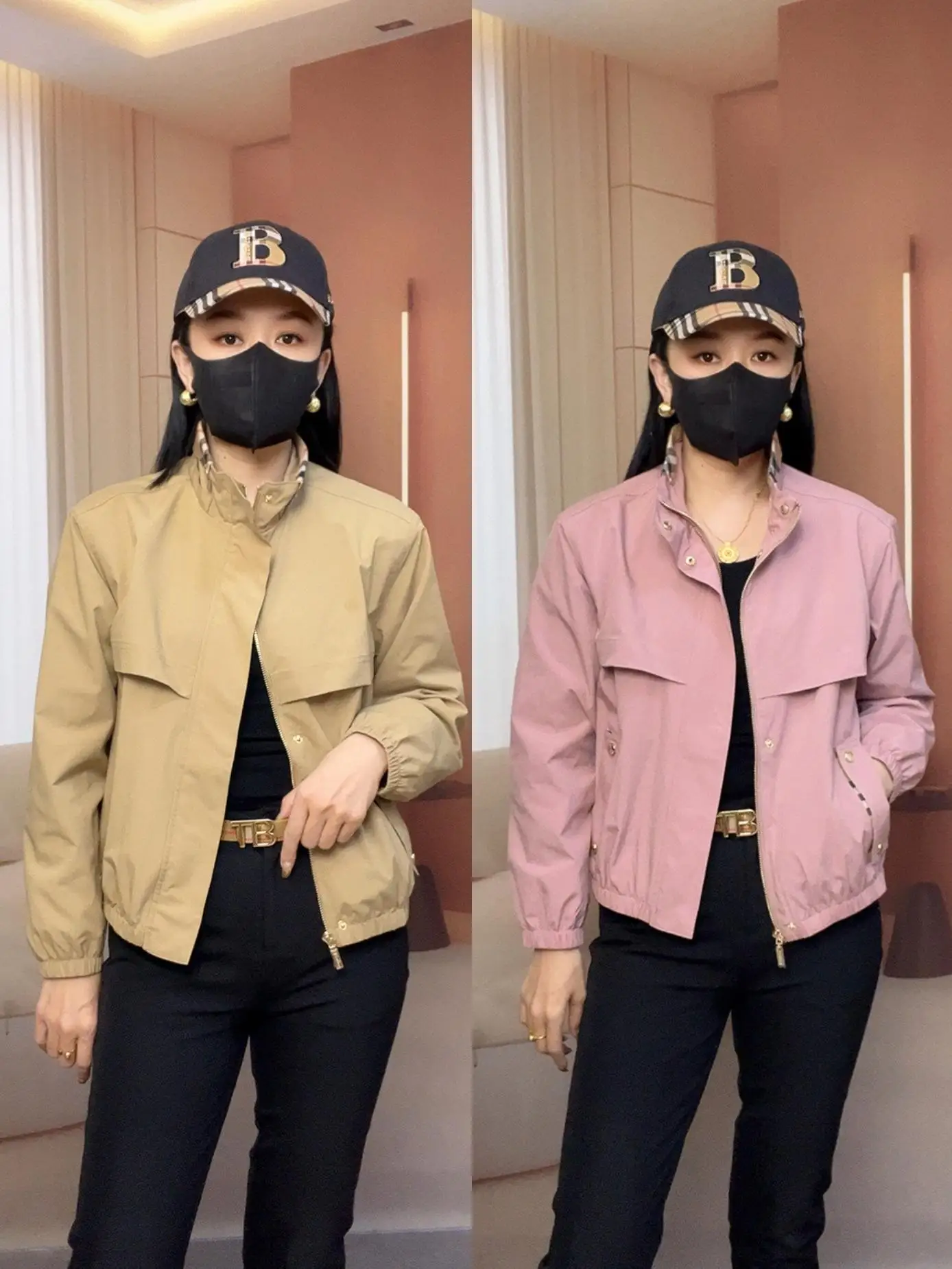 

Spring Autumn New Sle Women's Stand Collar Casual Versatile ort Jaet Long Sve Windbreaker Faionable Commute Windbr...