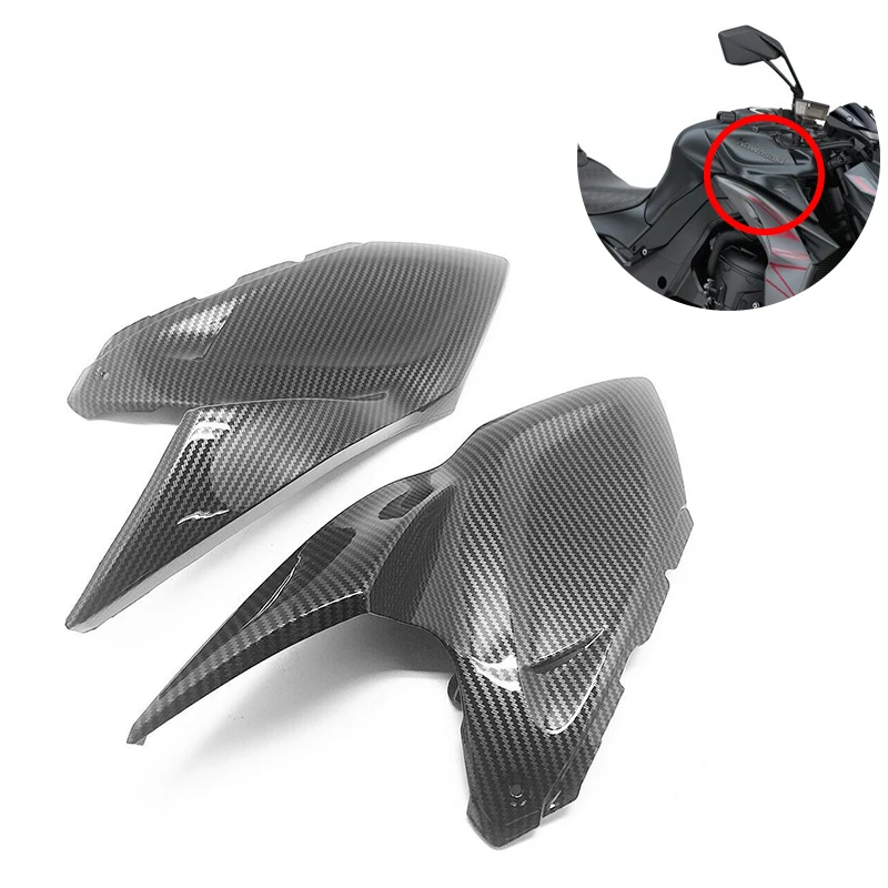 Motorcycle ABS PLASTIC Hydro Dipped Carbon Fiber Finish Upper Gas Tank Side Trim Cover Fairing For KAWASAKI Z1000 2014-2019