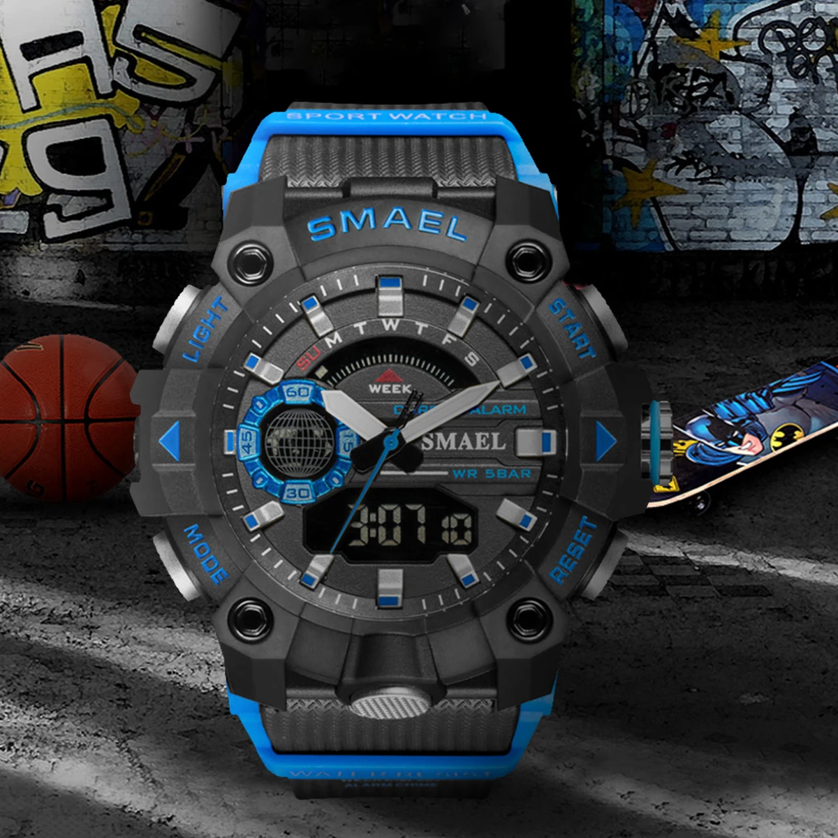 SMAEL Fashion Sport Watches Men Shock Resistant 50M Waterproof Wristwatch LED Alarm Stopwatch Clock Military 8040 Men Watch