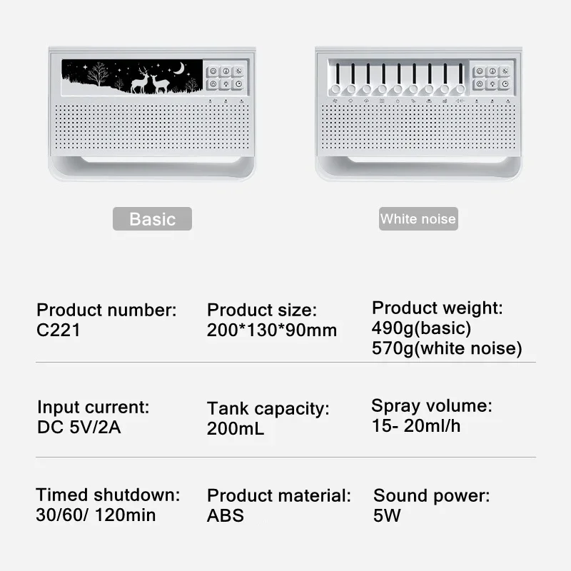 Desktop Flame Diffuser White Noise USB Humidifier Relax 200ml Aroma Diffuser With Night Light Ultrasonic Mist Maker