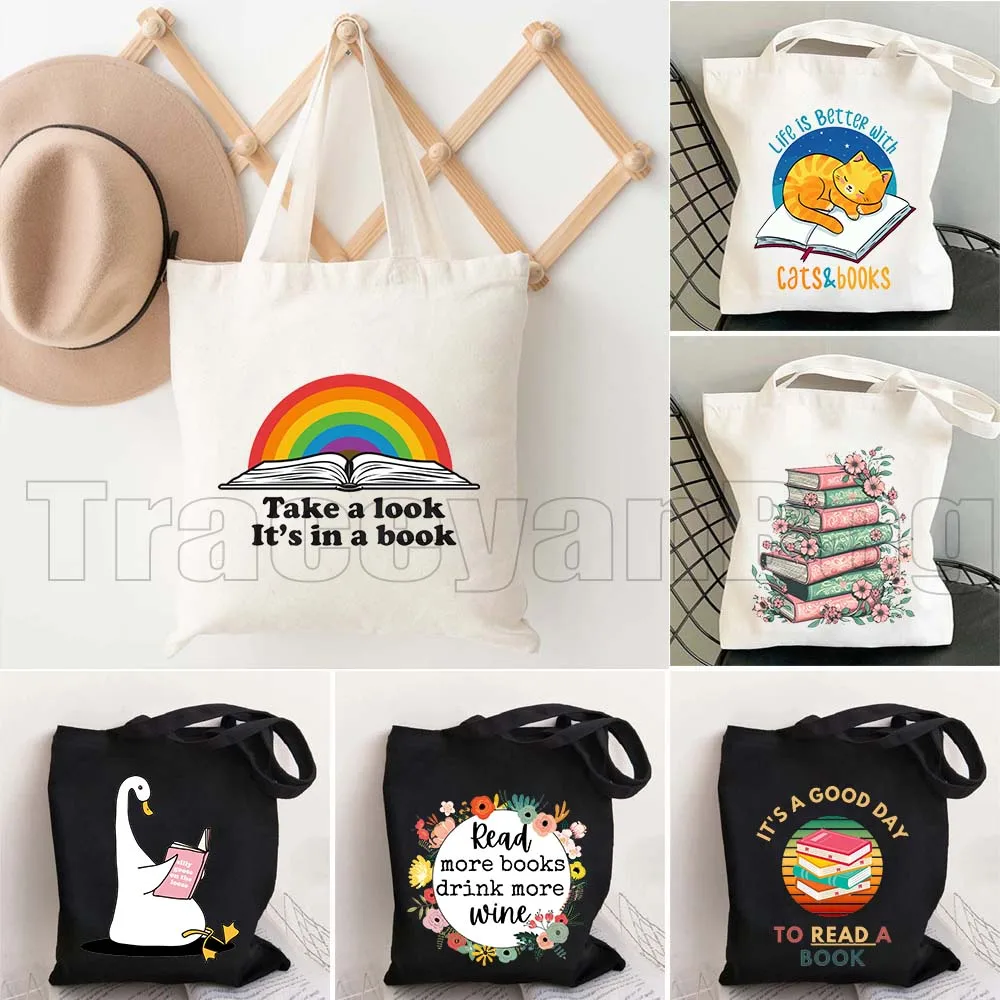 

Cute Floral Books It's a Good Day to Read a Book Library Flowers Just One More Chapter Booklovers Gifts Canvas Tote Bag Handbag