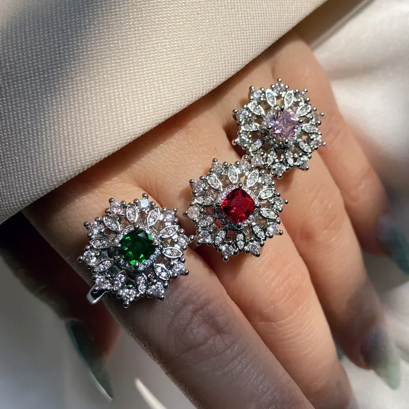 

MDLFES Moiss1n Diamond Style Европа и США открытое персонализированное кольцо с розовым цирконием вишневого цвета