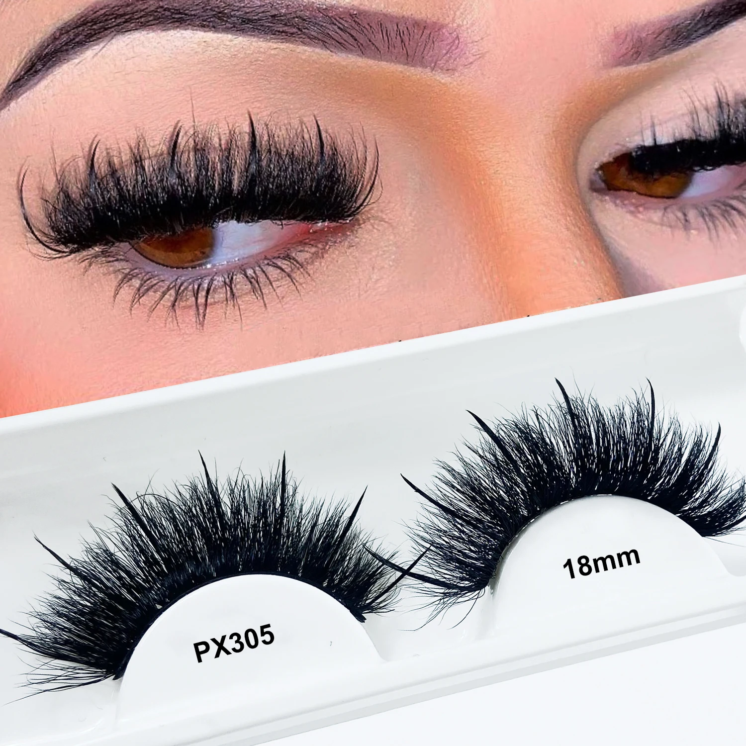 False Eyelash Extensions Makeup 16mm 18mm 25mm Spike Lashes Full Volume Mink Lashes Wholesale Vendor