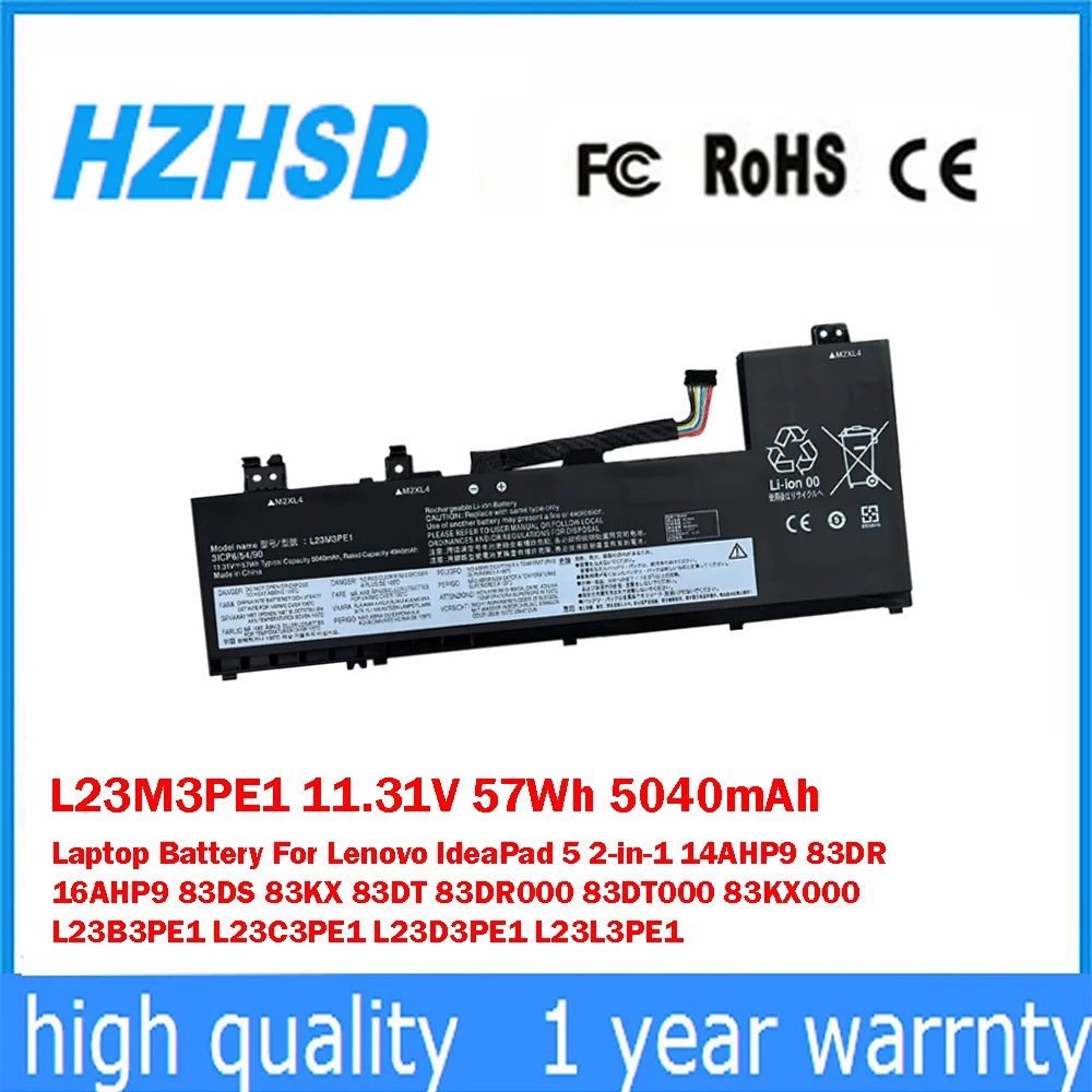 

L23M3PE1 11.31V 57Wh 5040mAh Laptop Battery For Lenovo IdeaPad5 2-in-1 14AHP9 83DR 16AHP9 83DS 83KX 83DT 83DR000 83DT000 83KX000