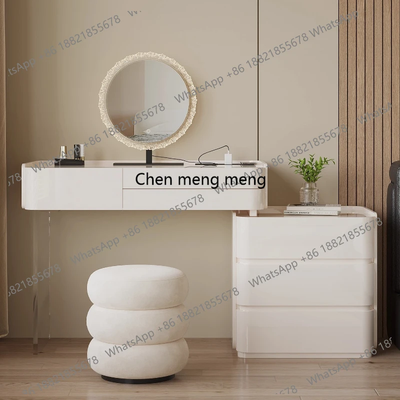 Modern Cream Style baking paint Toiletries Makeup vanity illuminated makeup dressing table dressers desk with mirror Dresser