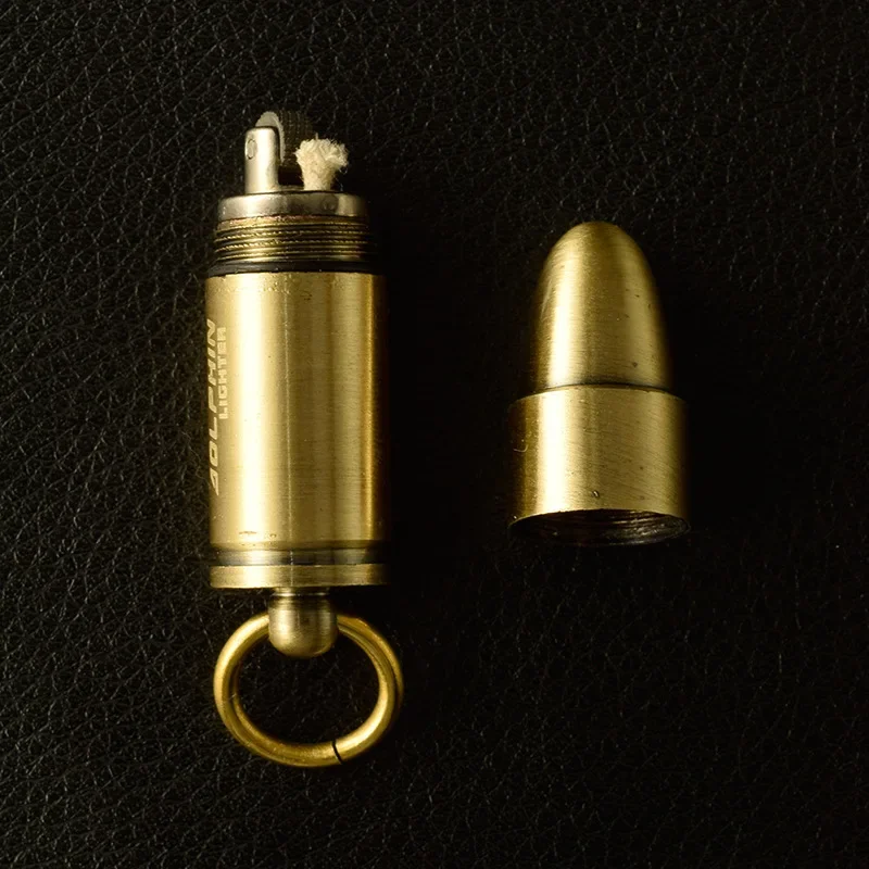 Retro Mini Bullet Shape Lighters Flame Kerosene Oil Lighter Keychain Refillable Gasoline Cigar Lighters Outdoor Men's Gadget