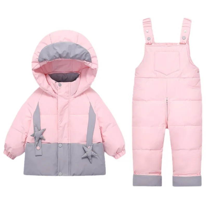 Childrens down jacket set two-piece set of boys and girls 0-5 years old winter clothes thick down jacket baby outdoor warm jacke