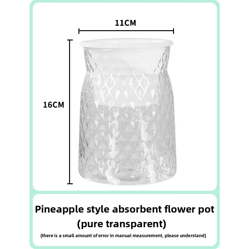 ライト高級模造ガラス植木鉢フラワーアレンジメント水栽培透明可視水位樹脂花瓶リビング R