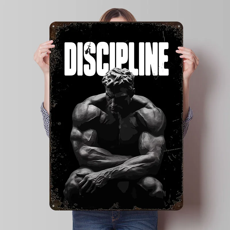 Discipline Bodybuilding Motivation Tin Poster Customized Wall Art Retro Vintage Metal Signs for Fans Room Luxury Decoration Home