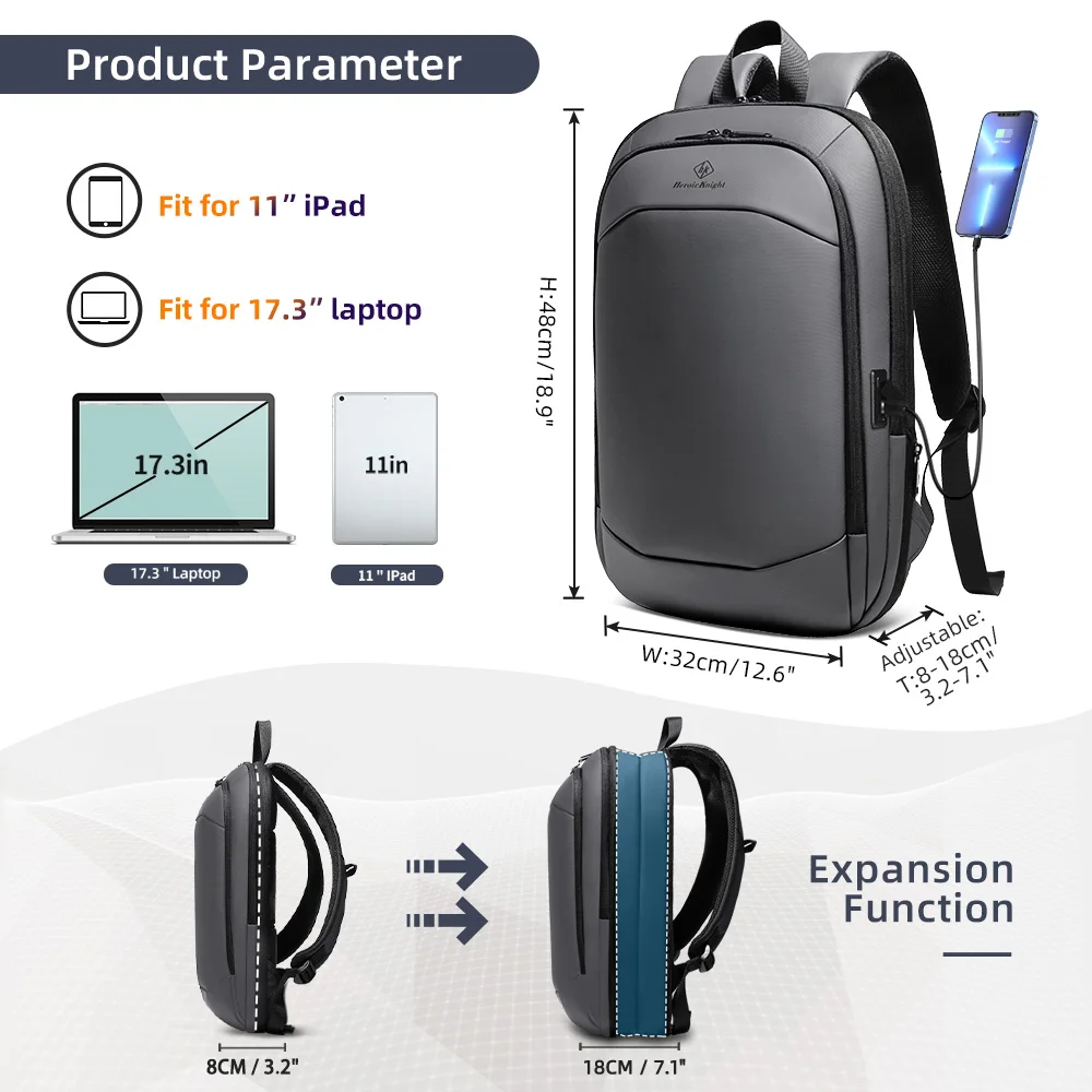 HK Business Backpack for Men 17 Inch Laptop Backpack with USB Port Slim Expandable Waterproof Travel Bag Large Work Computer Bag - AliExpress 1524 HK Business Backpack for Men 17 Inch Laptop Backpack with USB Port Slim Expandable Waterproof Travel Bag Large Work Computer Bag - AliExpress 1524
