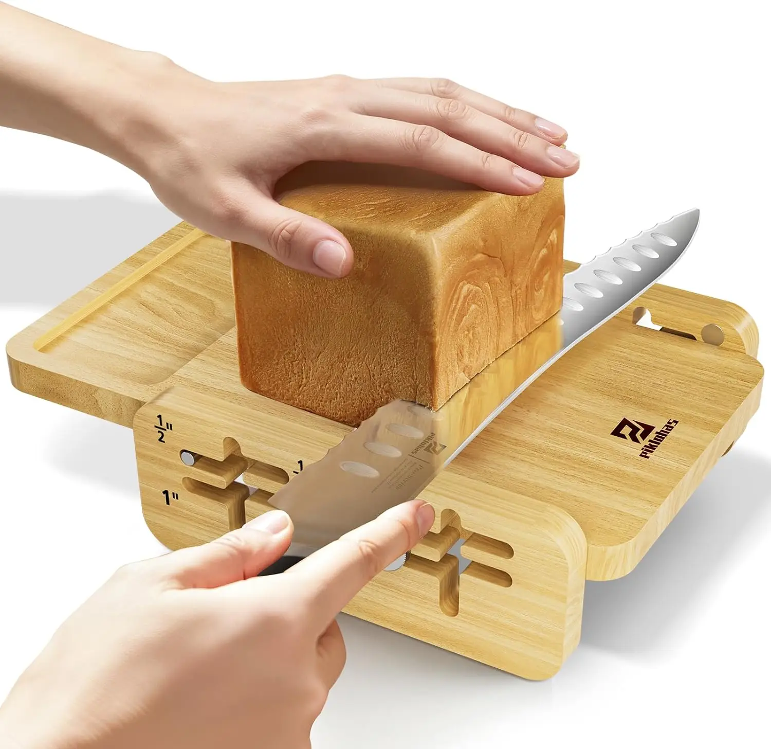 

Horizontal Bread Cutter with Adjustable Thickness and Serrated Knife for Efficient Slicing, Perfect Baking Gift