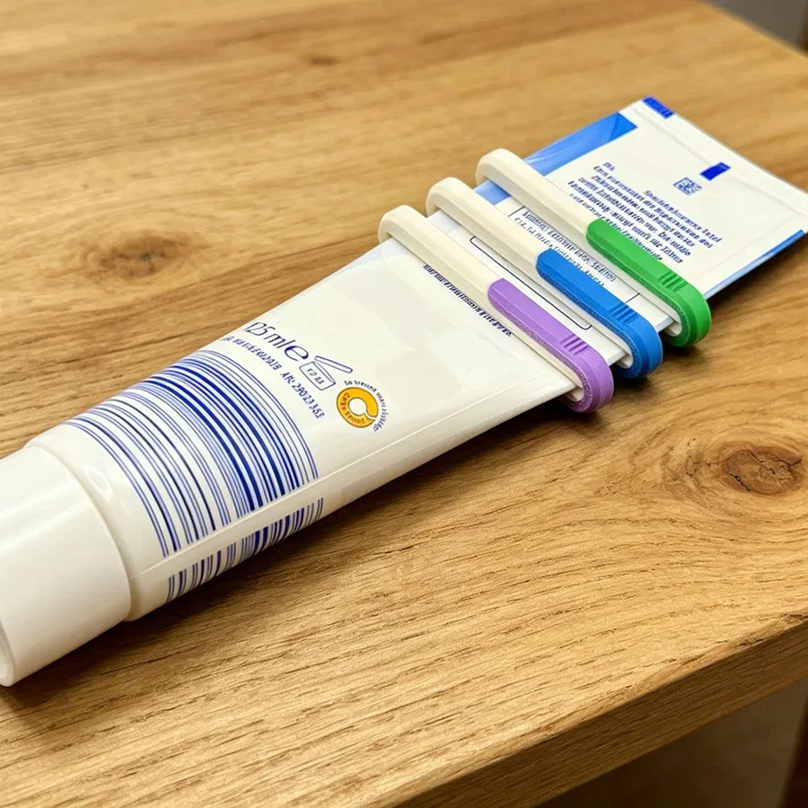 Mini presse-dentifrice imprimé en 3D, couvercle détachable, utilisation pratique, design simple et facile, vert et blanc, usage domestique quotidien, 1 pièce
