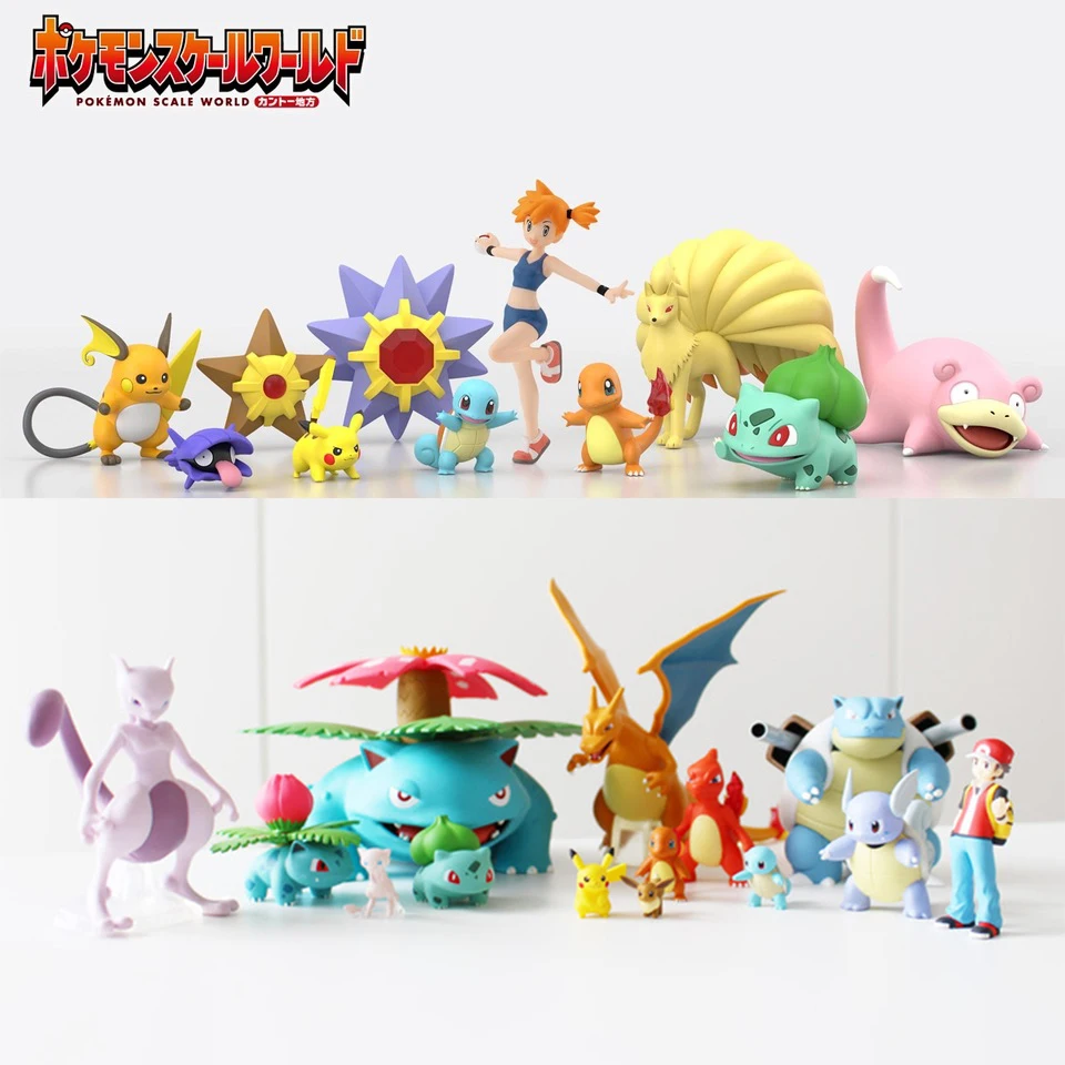 Pokemon Kanto region Misty Pikachu Anime Action Figure Model Starmie Ninetales Slowpoke Charmander Bulbasaur Collected Figurines