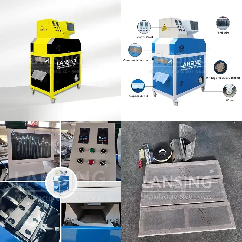 Industrial Machinery Scrap Metal Recycling Equipment 90kg/H Electric Copper Separator Small Scrap Copper Cable Granulator