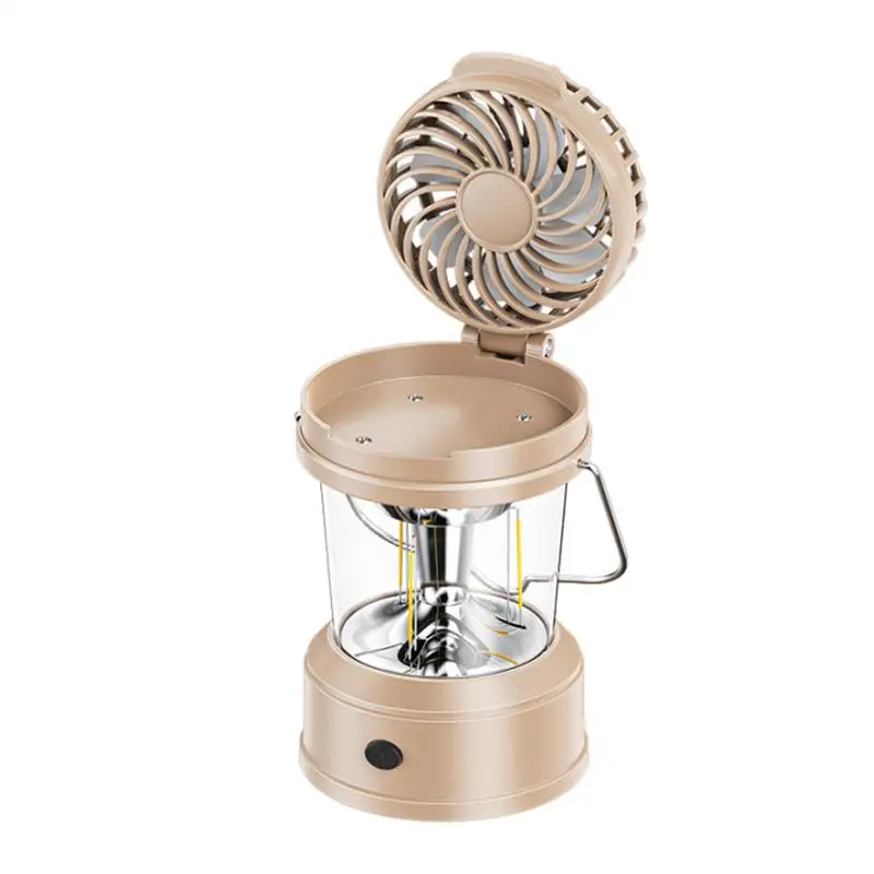 

Outdoor Tent Fan With Light Rechargeable Camp Fan Folding Multi-function Stall Atmosphere Warm Light For Yard Hiking Fishing