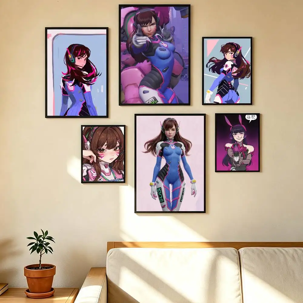 Pop Game Overwatch Fan D.Va  Poster High Quality Dorm Living Room Aesthetic Wall Decoration Painting Stickers Gift