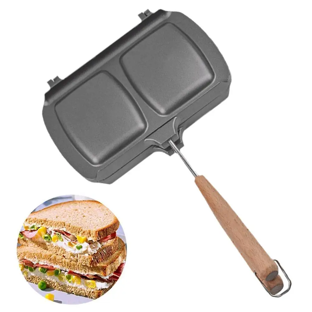 Imagem -05 - Dobrável Non-stick Double-headed Sandwich Grill Pan Frigideira Suporte de Grill Destacável Acampamento ao ar Livre Panela de Piquenique