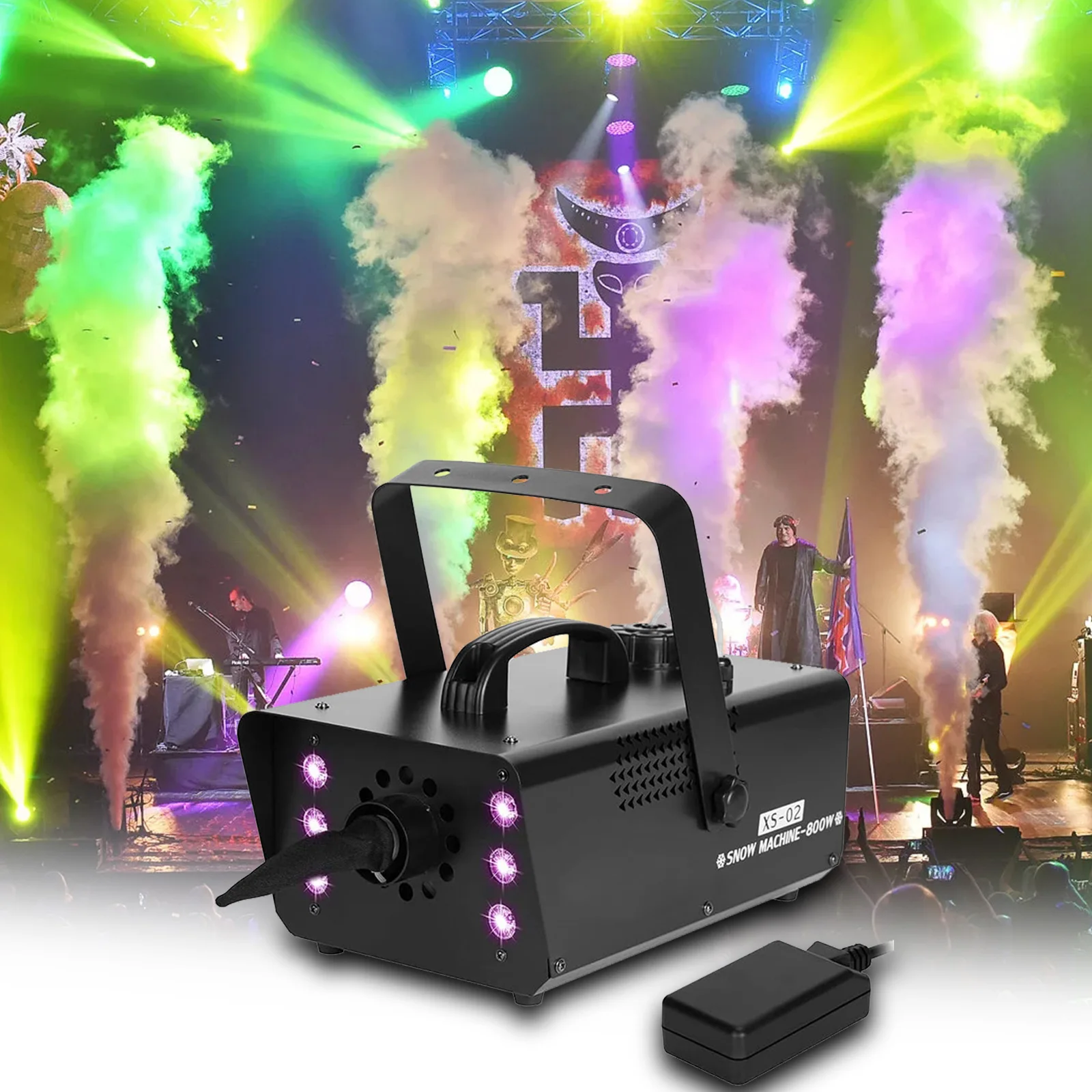 

800W Snowflake Machine 6PCS RGB 3in1 LED Colorful Spray Equipment Fogger Stage Fog Machine For Dj Disco Wedding Party Banquet