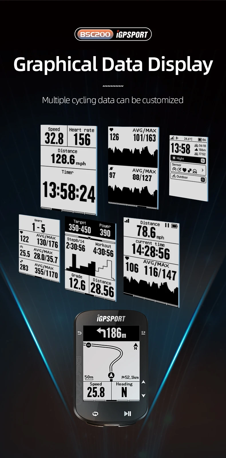 IGPSPORT BSC200 Computer GPS Fahrradcomputer Blau ANT 2,6 Zoll Wasserdicht Drahtlose Fahrrad Stoppuhr Computer Leistungsmesser – Detail 5