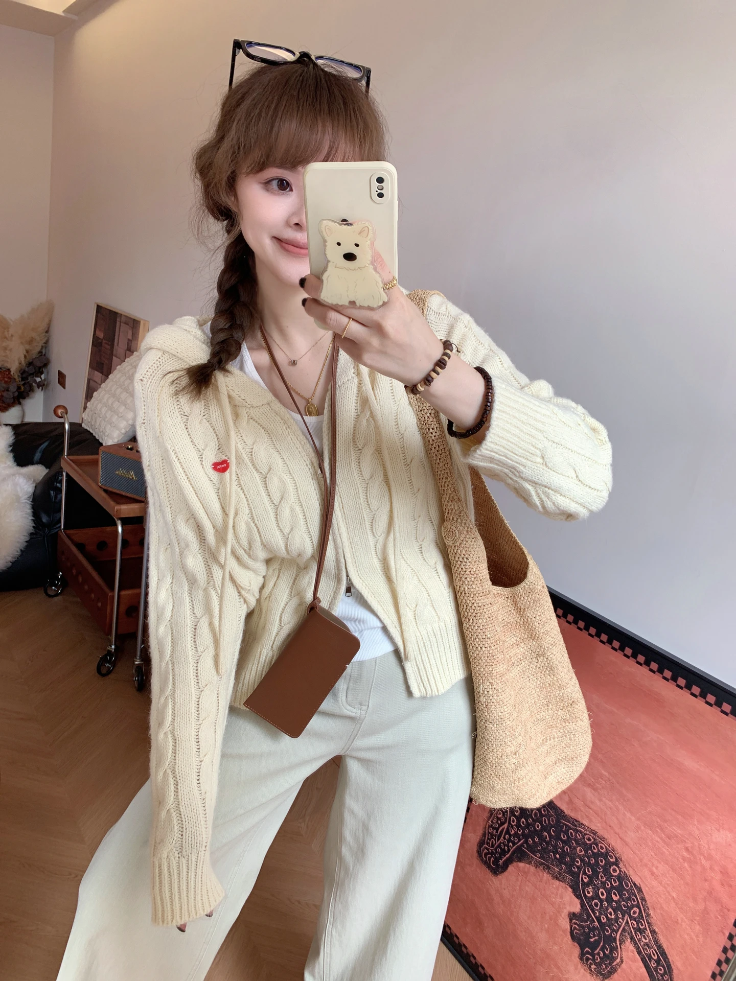 

Весенняя корейская вязаная шапка-бини в студенческом стиле, женский короткий свитер-кардиган, вязаное пальто для девочек