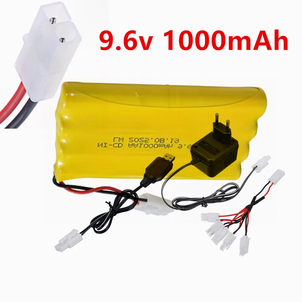 9.6v 1000mAh Ni-CD AA Rechargeable Battery Tamiya Plug and charger set For RC Truck ca boat toys model 9.6 v 1000 mah battery