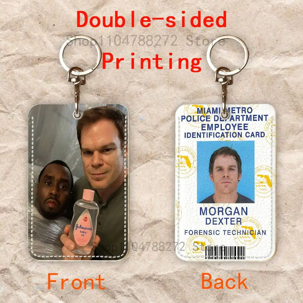 D-Dexter M-Morgan Custom Access Card Case Leather Card Holder Keychain Key Ring Transportation Card Case Gifts