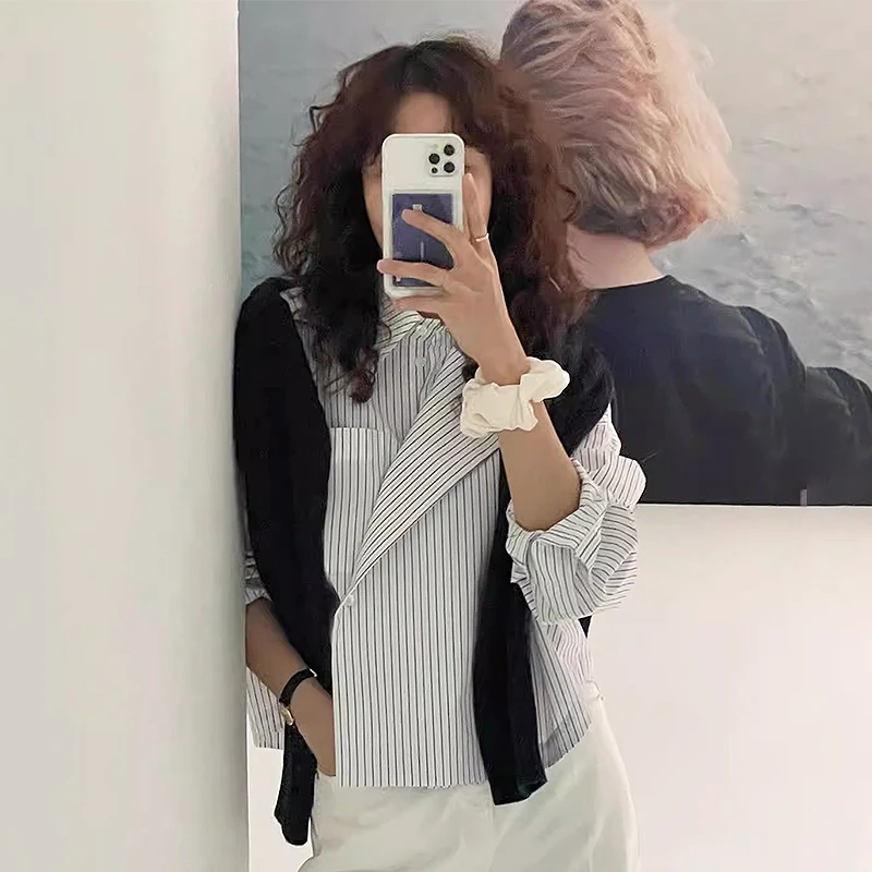 Design estivo Sciolto lungo Sve Ne Striped irt Donna Chic Versatile Big ket Casual Faionable Traspirante