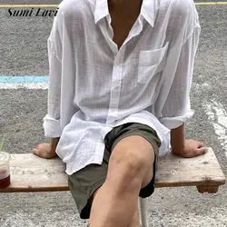 2025 Spring Fall Casual Shirts Mens Long Sleeve Buttoned Leisure Cardigan Tops For Men Trendy Solid Color Turn-down Collar Shirt