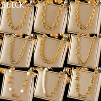 EILIECK 316L Stainless Steel Gold Color Thick Necklace Neck Chain For Women Daily Wear Fashion Waterproof Jewelry Gift Bijoux