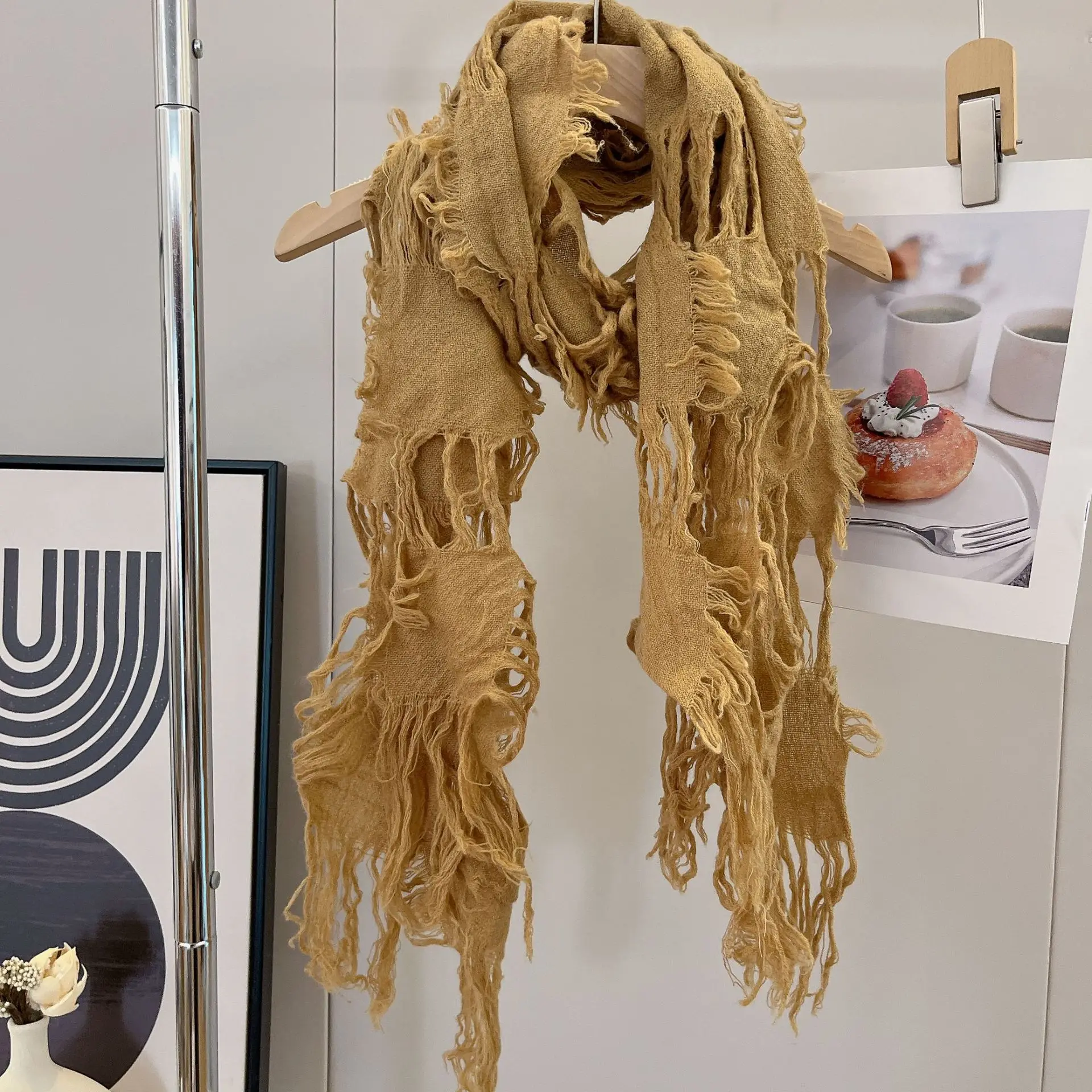 وشاح شتوي وشاح ريترو قابل للتنفس وشاح من الصوف دافئ للرجال أثناء السفر في الحضرية