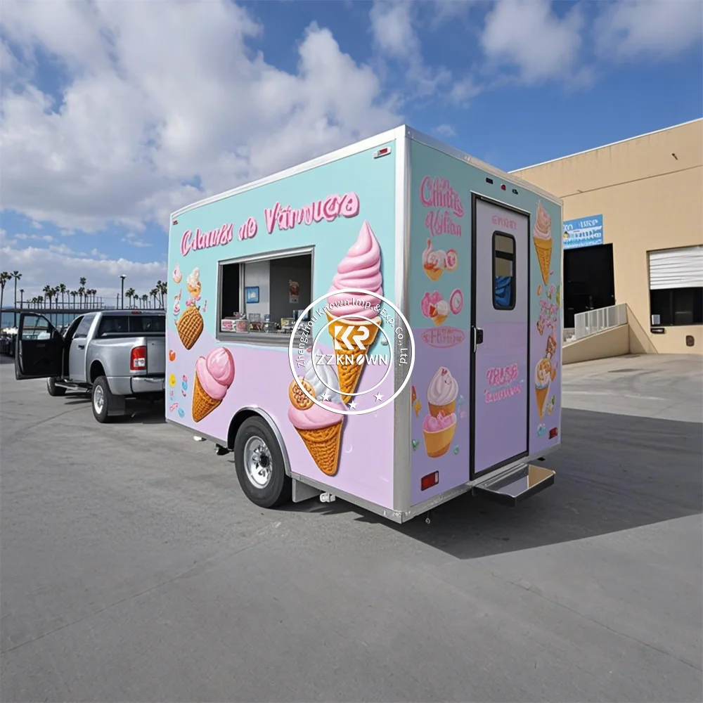 스테인레스 스틸 맞춤형 모바일 식품 트레일러 미국 표준 완전 장착 패스트 푸드 케이터링 트럭 피자 커피 카트