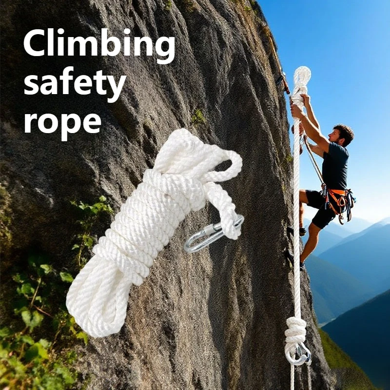 

10m White Safety Rope Climbing Rope Multifunctional Reusable Safety Rope Waterproof Wear-resistant Escape Ropes Outdoor Camping