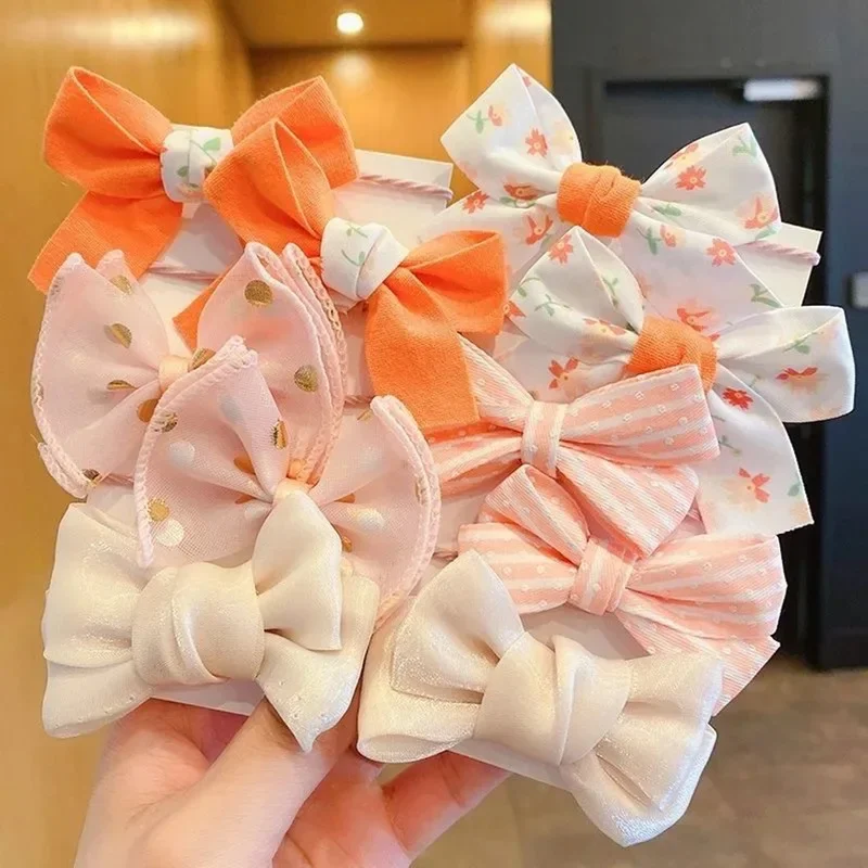 10pcs Children Flower Elastic Hairbands Sweet Girls Hair Ties Fashion Rubber Bands Elastic Bowknot Hair Bands Hair Accessories