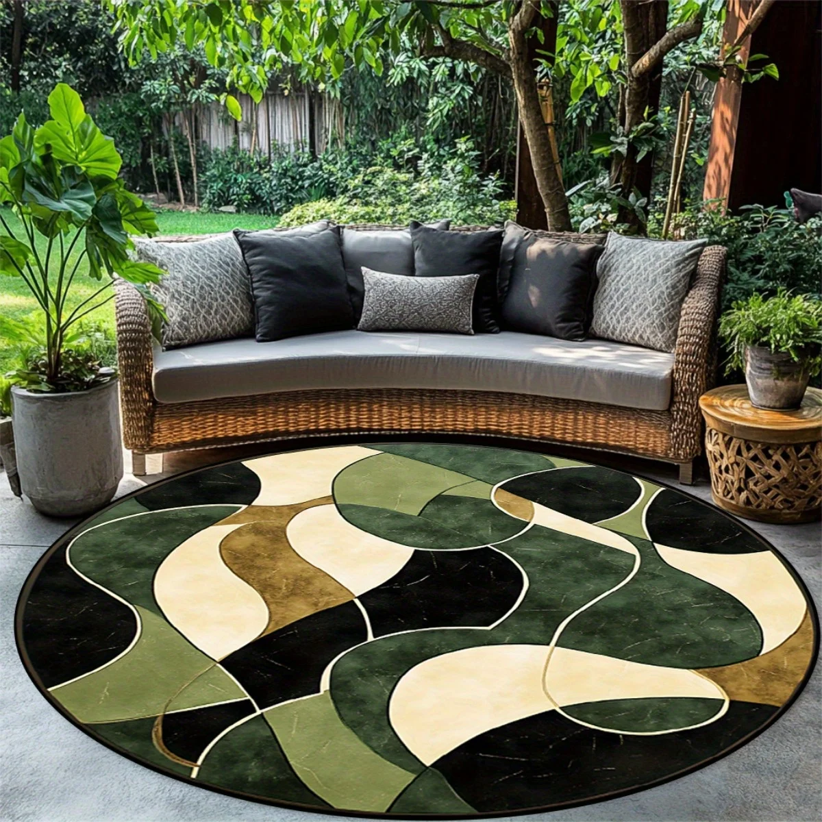 Modern Abstract Line Round Area Rug Living Room Dining Table Floor Mat Bedroom Decor Valentine Easter Spring Ornament