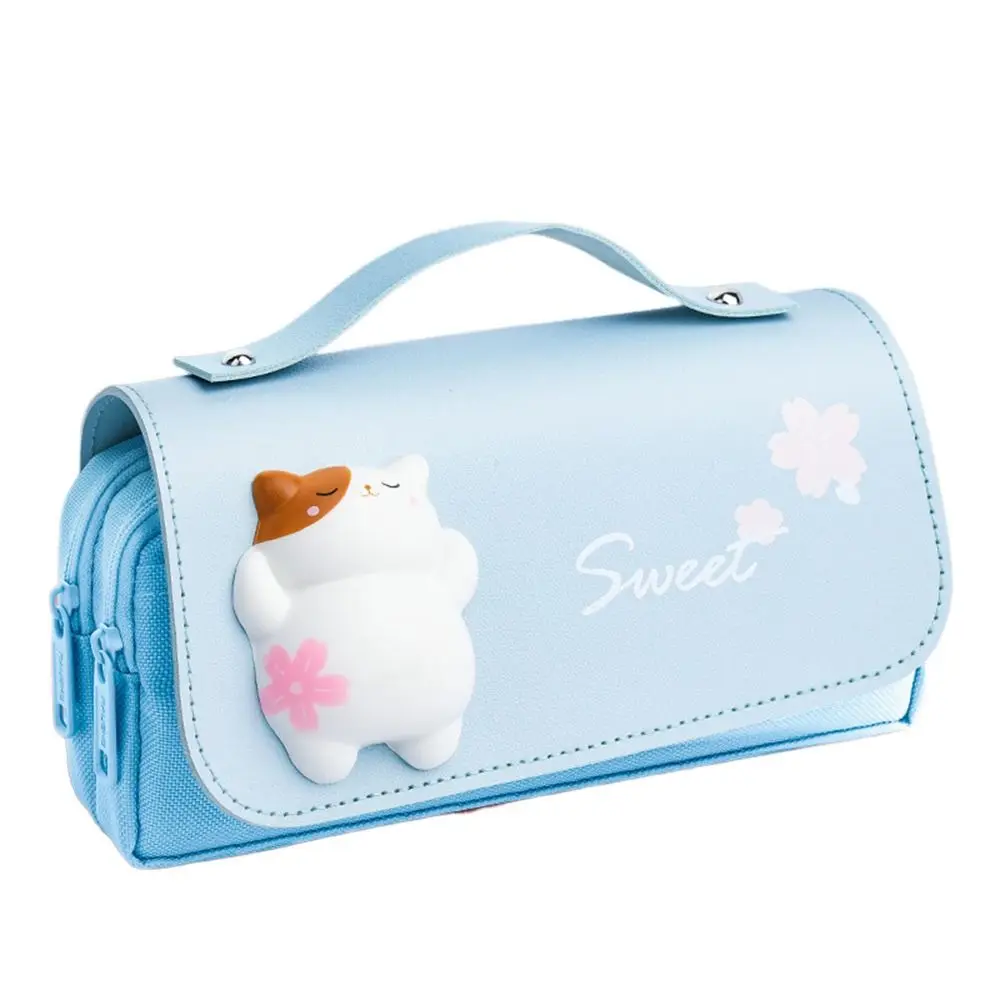 Multi-Function Cat/Puppy Pen Bag Large-Capacity Three Layer Stationery Storage Bag Decompression Portable Pencil Box Gift