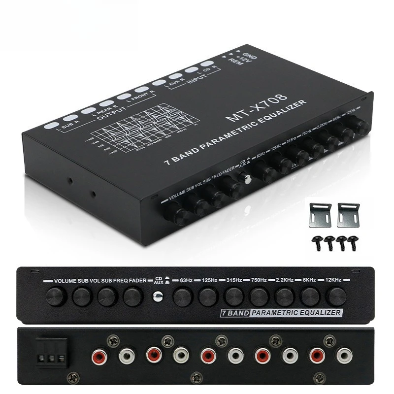 7 Band Car Audio Equalizer Car Stereo EQ Tuner Crossover Amplifier Auto Sound Frequency Adjust Processor