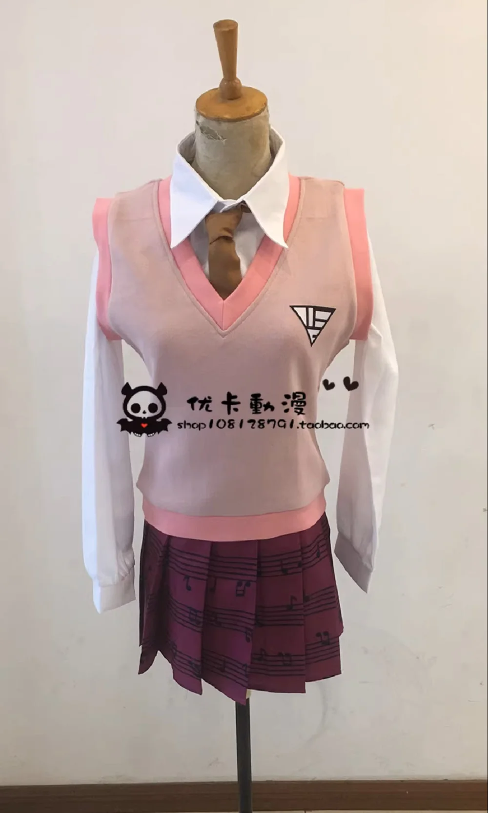 Danganronpa V3 Akamatsu kaede Uniform Skirt Anime Cosplay Costume Vest +shirt +Skirt +Sock+Tie+ Free Track