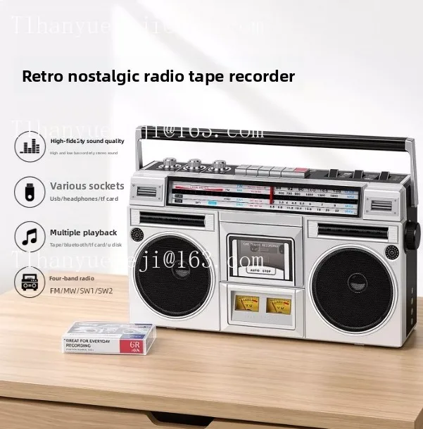 Retro radio recorder tape machine multi-function wireless bluetooth U disk card speaker desktop ornament gift