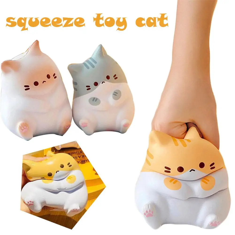 Cat Squeeze Toy Stress Relief Toy Slow Rebound PU Slow Squeeze Ornaments Table Ball Rising Stress Cartoon Antistress Toy W1M0