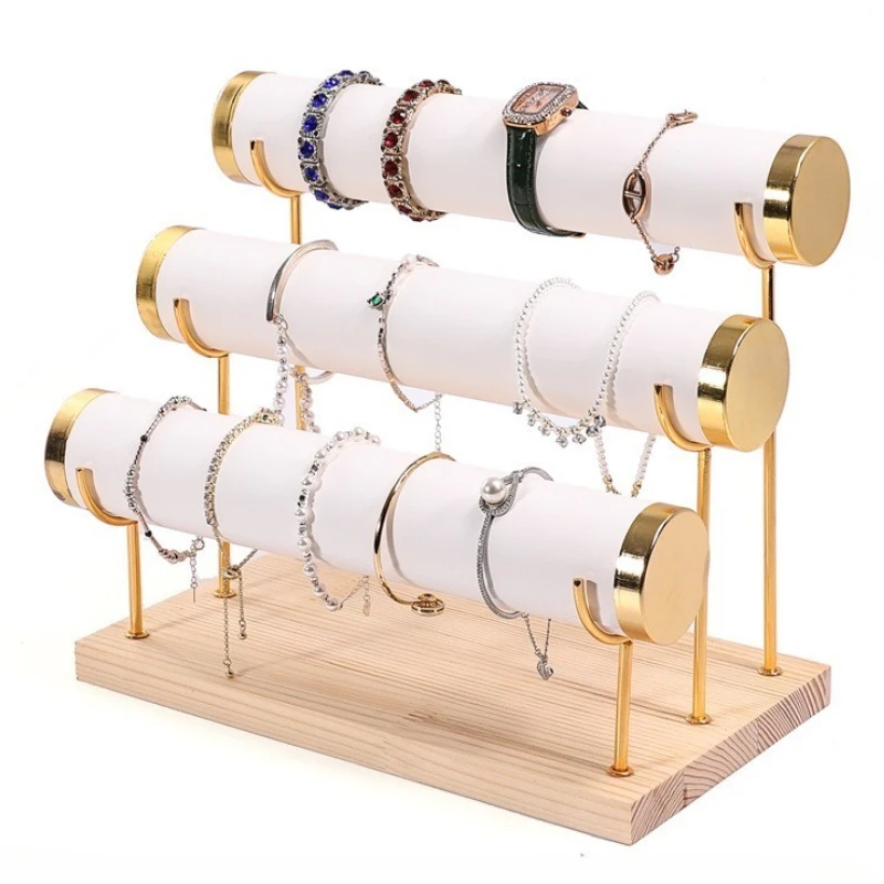 

Wooden Bracelet Rack Metal Bracelet Watch Holder Removable Bracelets Jewelry Display Stand Hairband Desktop Jewellery Shelf