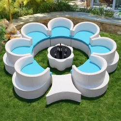 9 pezzi mobili in rattan per giardino divano a forma di fiore Set pouf componibile mobili da giardino per esterni divano sedie in vimini fatti a mano