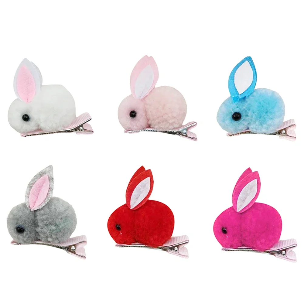 Cute Rabbit Hair Ball Clip para crianças, grampos de cabelo para crianças, acessórios de cabelo simples, headwear, presilha, menina, criança