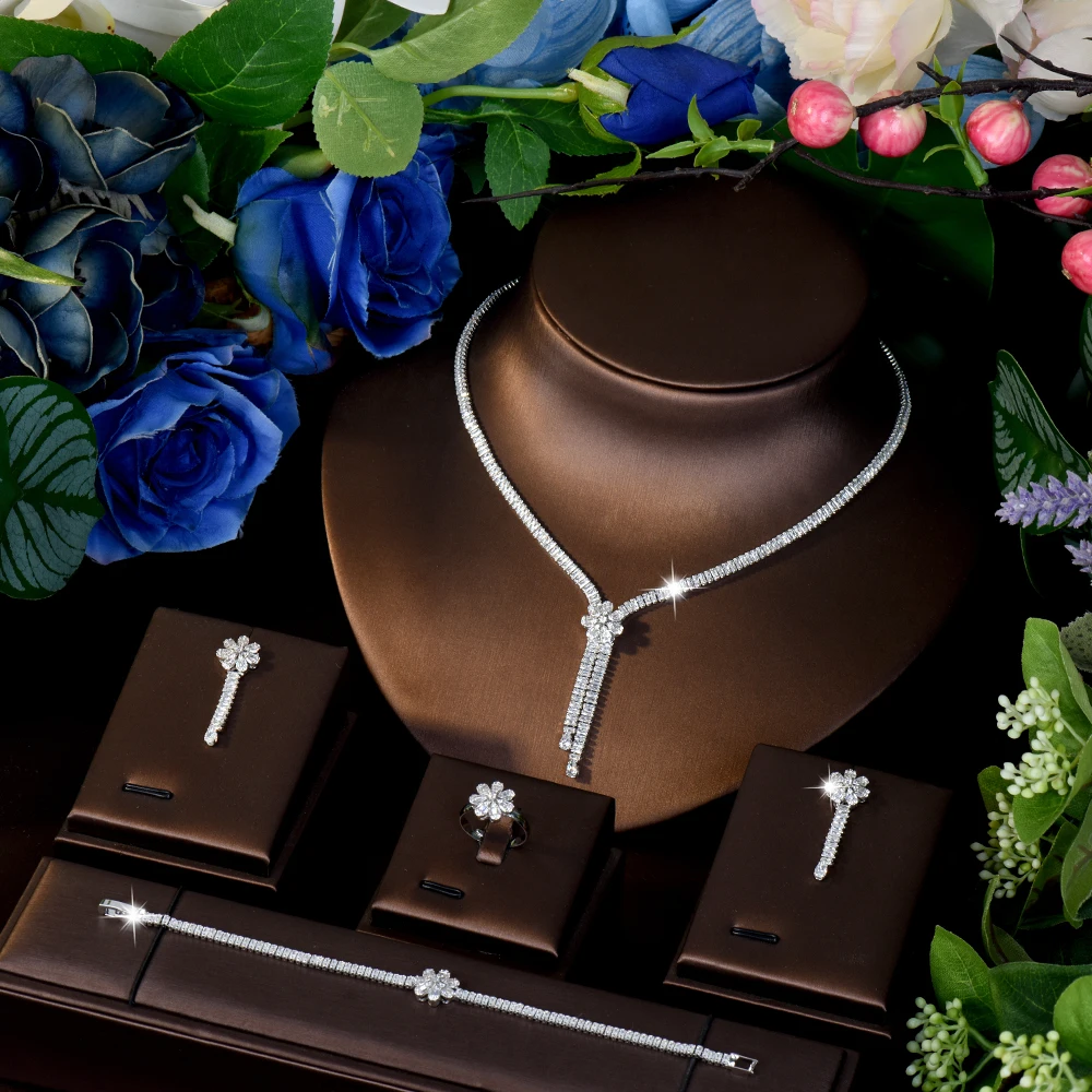 HIBRIDE New Fashion Stunning Women Necklace Earrings Bracelet Jewelry Set Costume Accessories Wedding Bridal Holiday Gift S-1120
