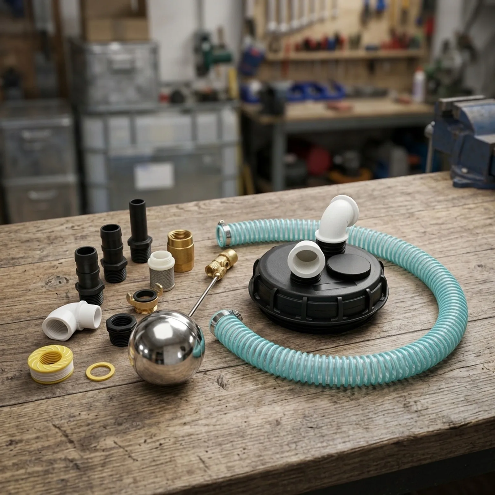 DN 150 for ibc Tank Lid Featuring Overfill Prevention System and Integrated Pump Port for Rainwater Storage Applications
